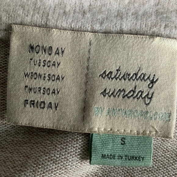 Anthropologie Saturday Sunday Off Shoulder BeigeSoft Cloud Fleece Tunic Top SZ S - Picture 10 of 15